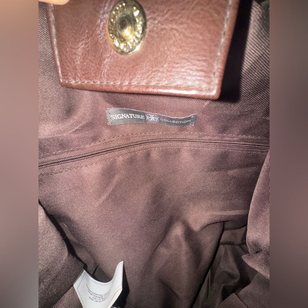 Signature Collection Brown Leather Tote Bag - Picture 4 of 7